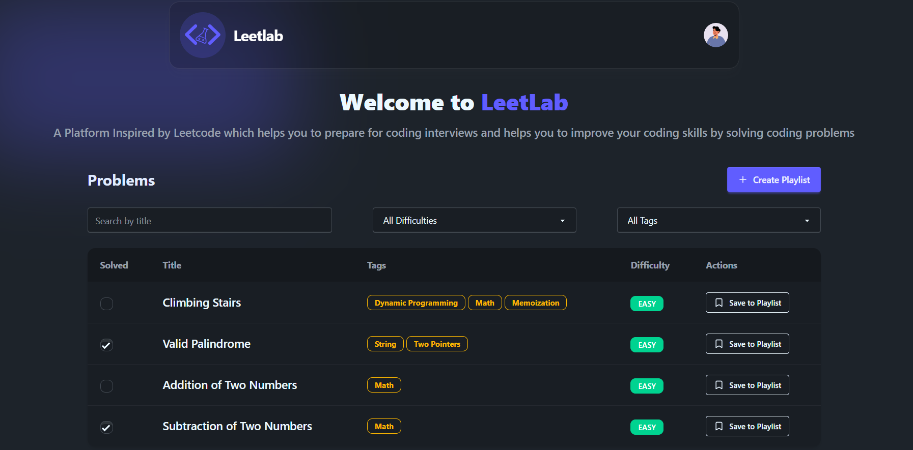 LeetLab - Online Coding Practice Platform